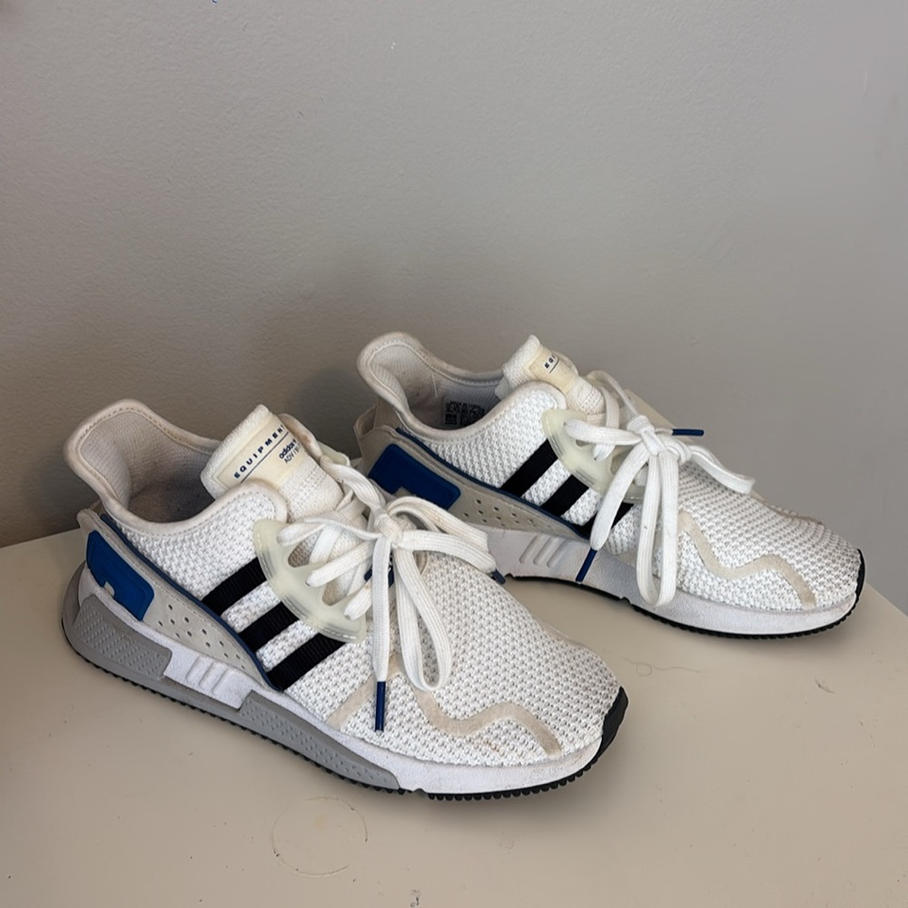 Adidas Mens White and Blue Sneakers